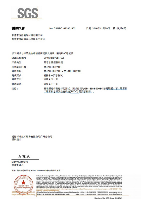 SGS环保中文检测报告